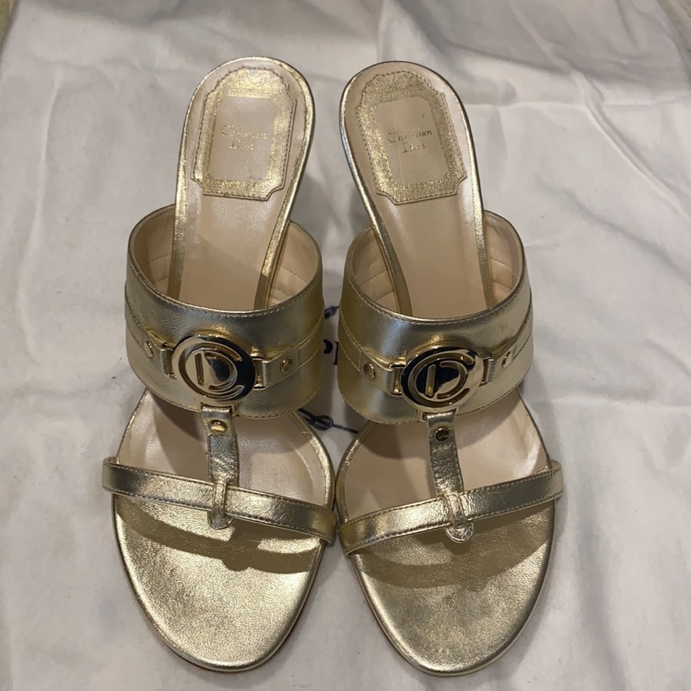 Dior Gold Heeled Sandals
